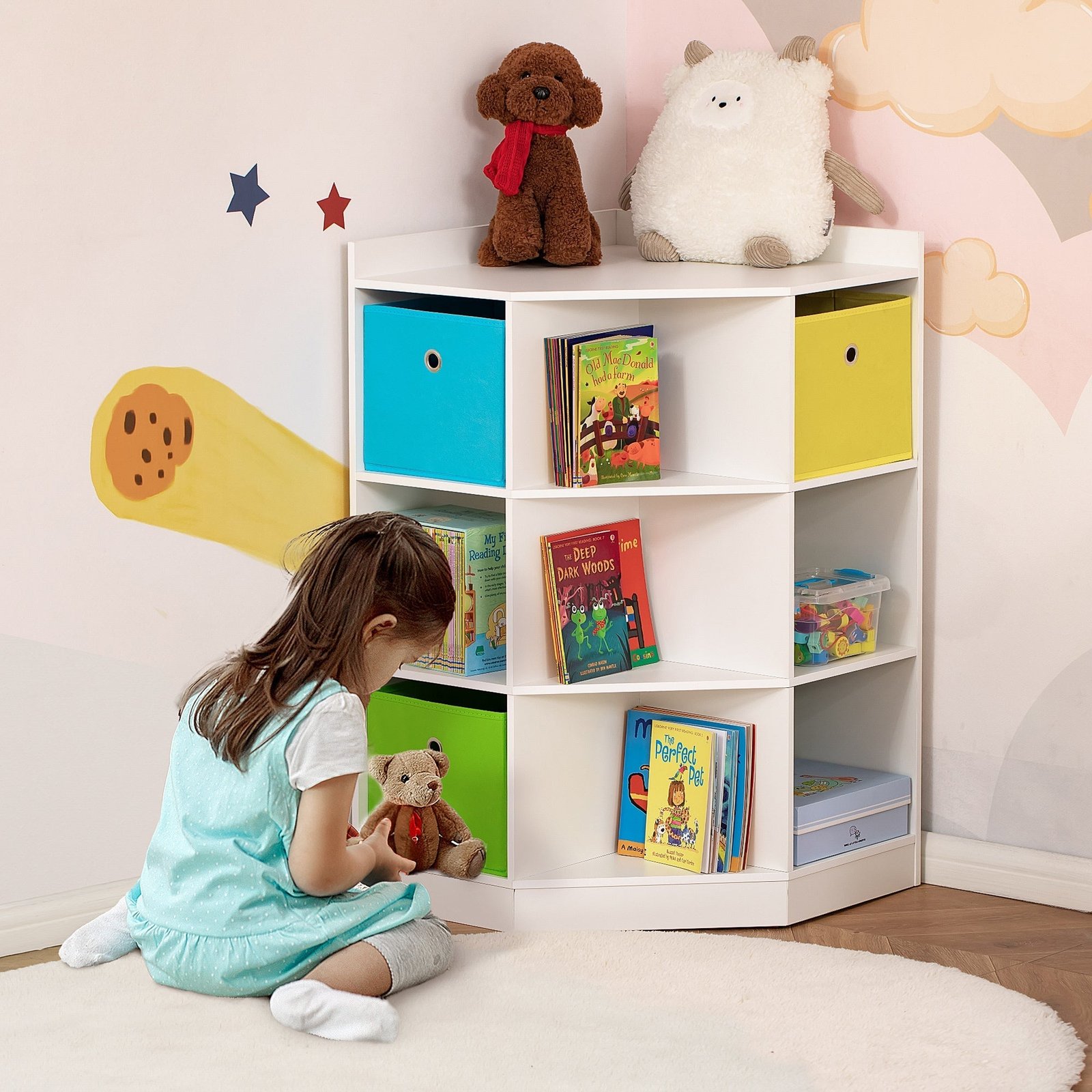 Walker Edison | Kids Corner Cubby Storage Cabinet - Image 1