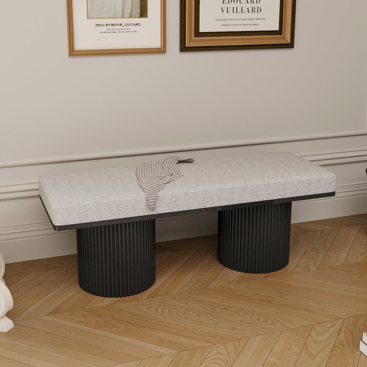 Walker Edison | Fluted Base Upholstered Bench - Image 1