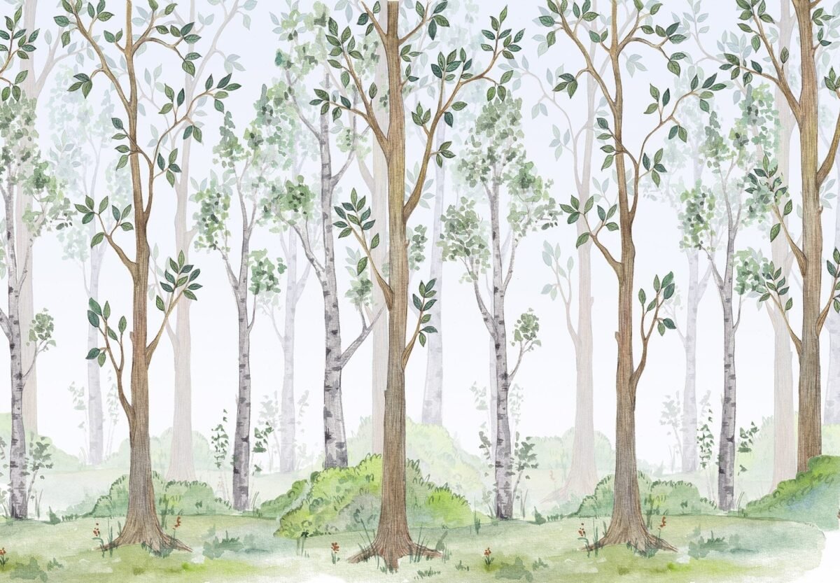 Birch Forest Watercolor Wallpaper - Image 5