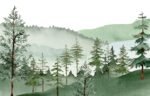 Mountain Wallpaper Watercolor Forest Mural - Image 4