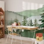 Mountain Wallpaper Watercolor Forest Mural - Image 2