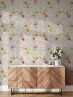 Watercolor Gentle Pink Flowers Pattern Large Scale Wallpaper - Image 6