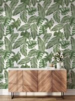 Large Tropical Green Leaves Wallpaper - Image 3