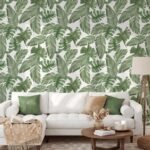 Large Tropical Green Leaves Wallpaper