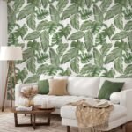 Large Tropical Green Leaves Wallpaper - Image 6