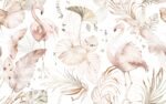 Watercolor Boho Pink Flamingo Wallpaper | Tropical Leaves Background - Image 3