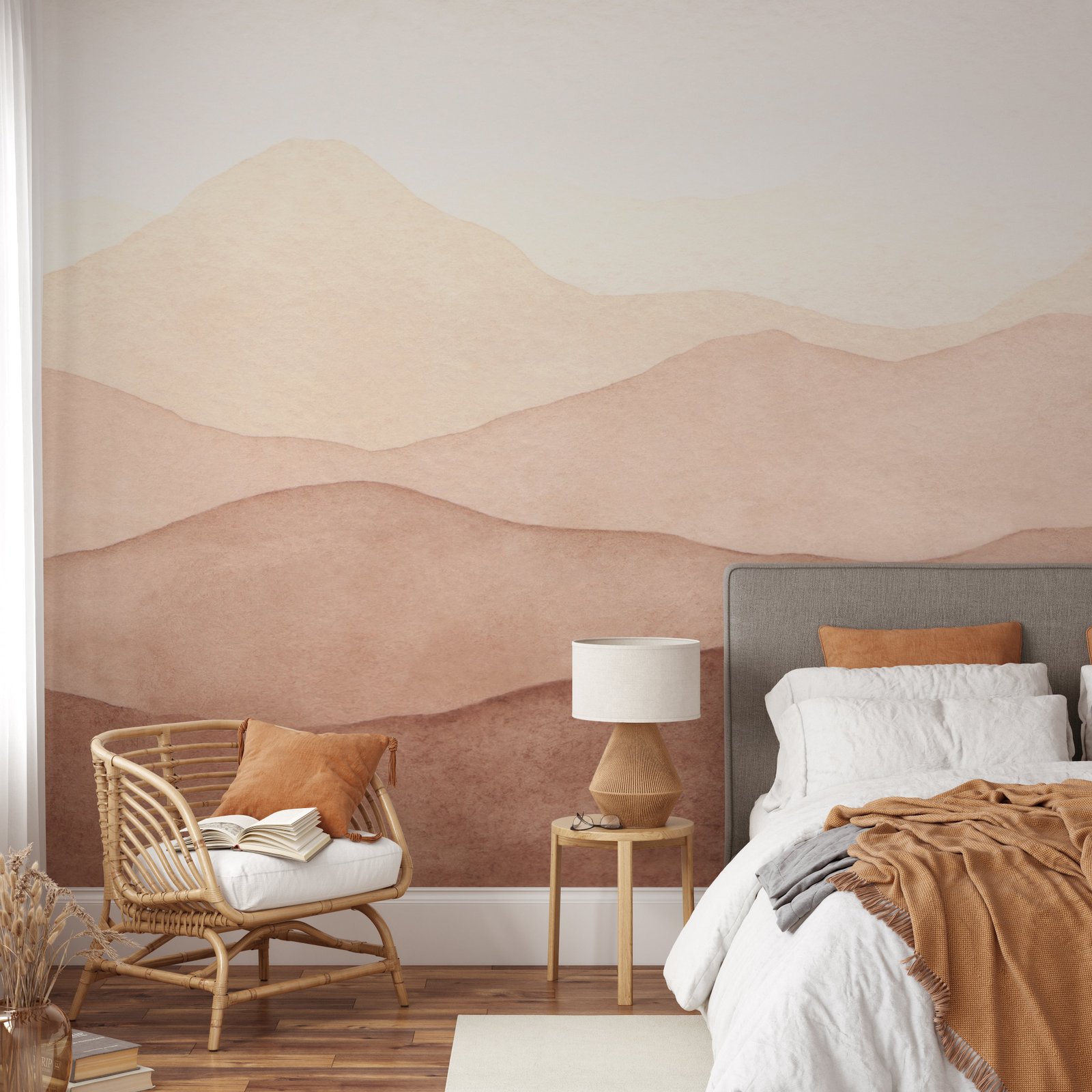 Serene Mountain Landscape Watercolor Wallpaper Mural - Image 4