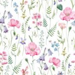 Pink Poppy Snowdrop Flowers Wallpaper Peel and Stick - Image 2