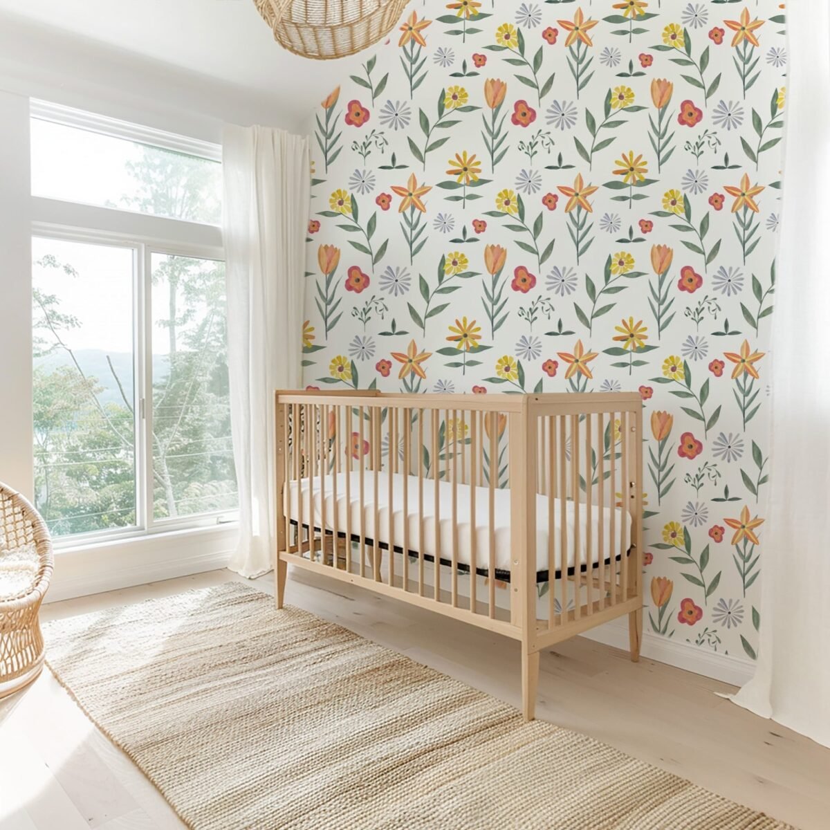 Watercolor Floral Wallpaper - Modern Scandinavian Flower Pattern - Image 4