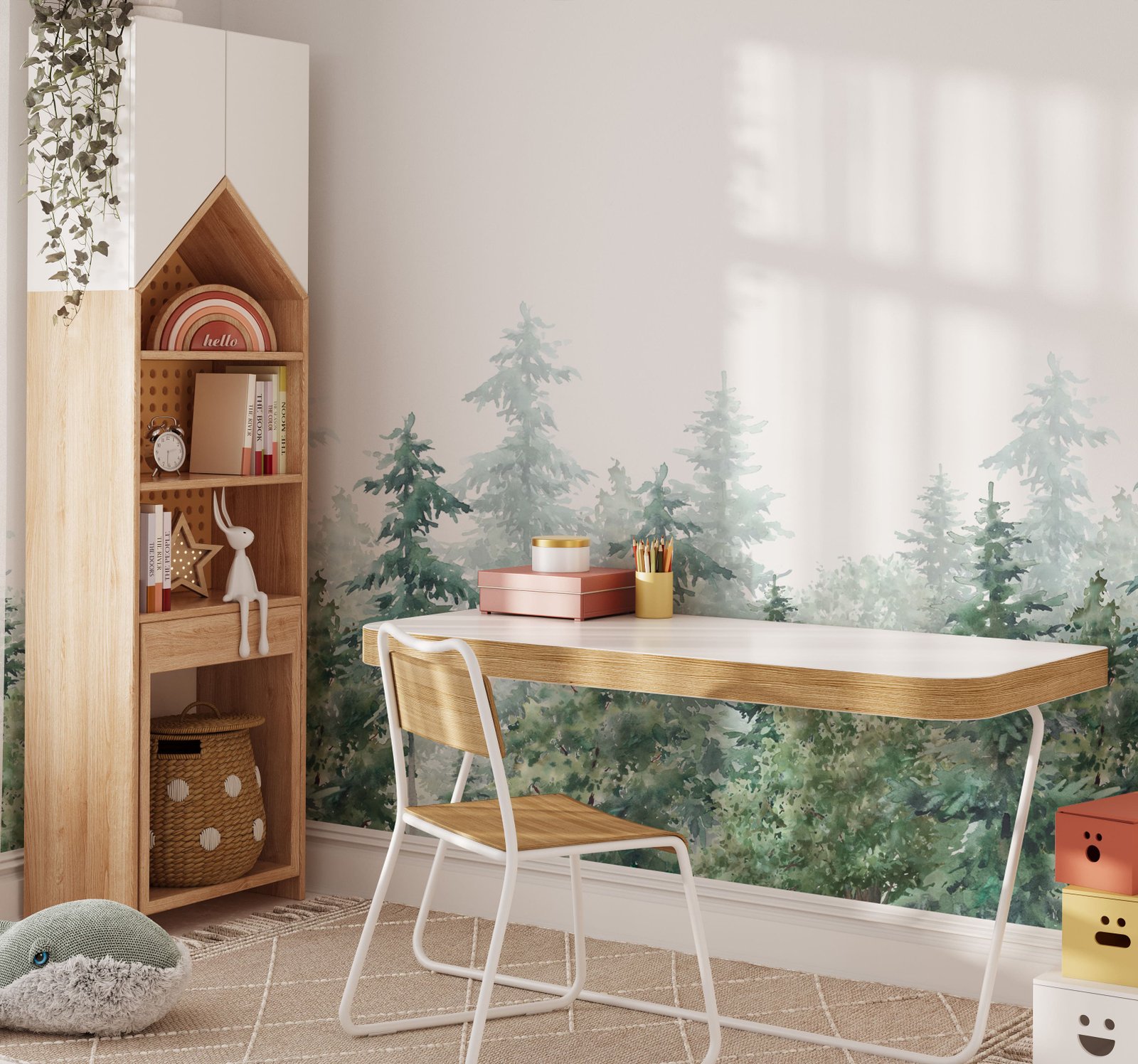 Evergreen Forest Wallpaper - Watercolor Forest Wall Mural - Image 5