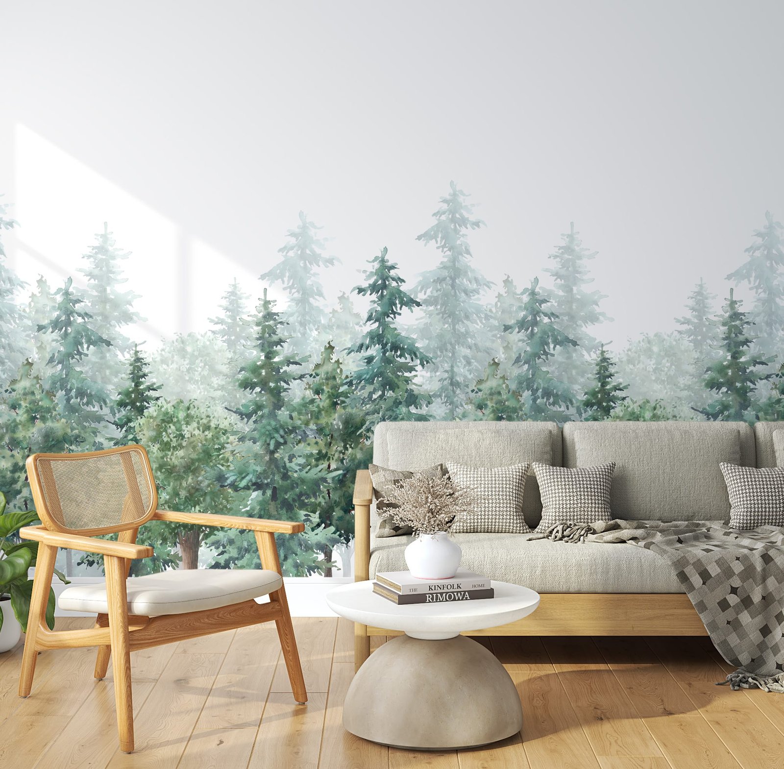 Evergreen Forest Wallpaper - Watercolor Forest Wall Mural - Image 4
