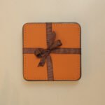 Set of 4 Faux Leather Coasters, Tan - Image 2