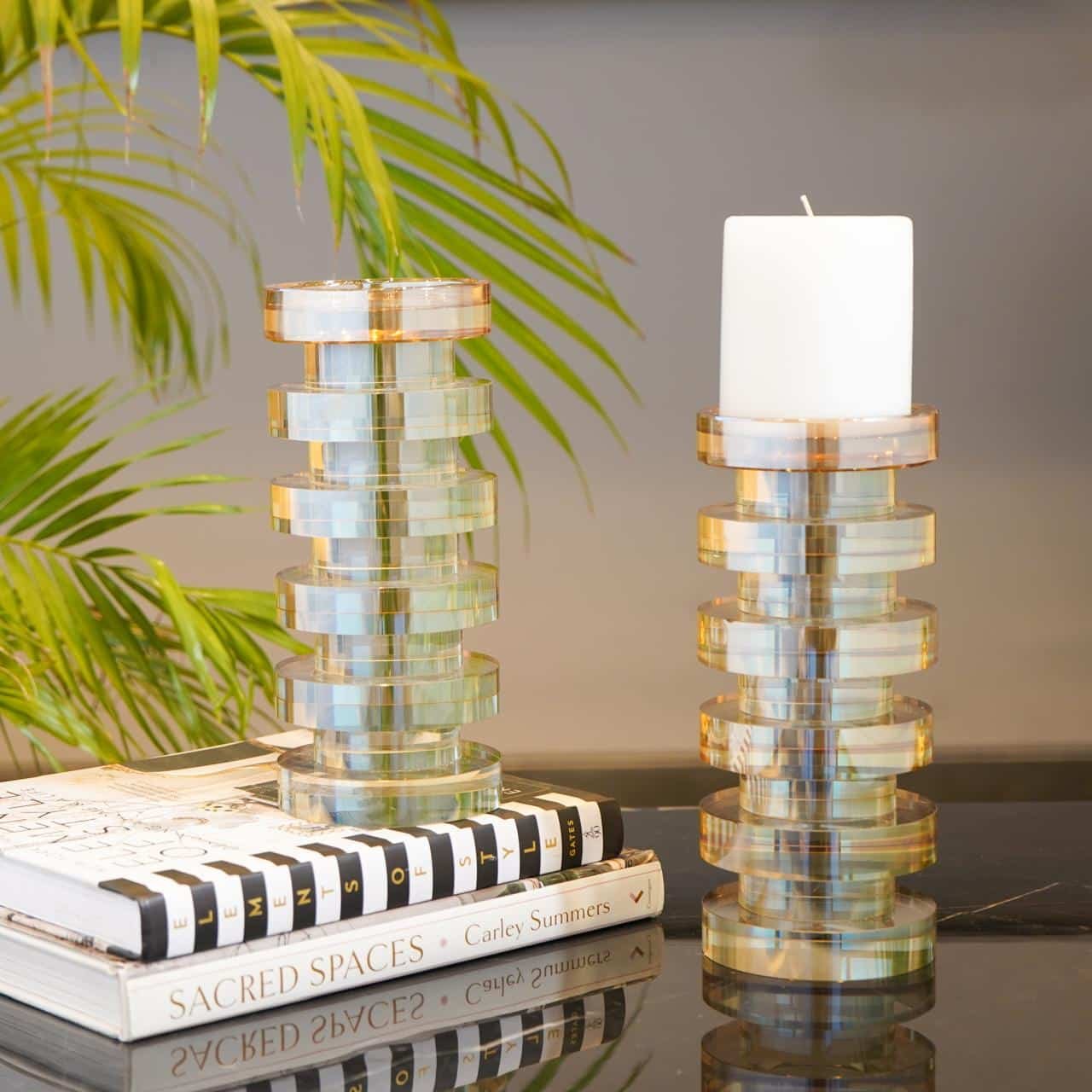 WhatsAppImage2024-10-04at19.24.53 Crystal Stacked Rings Candle Holder, Tinted Gold - Image 1