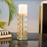 Crystal Stacked Rings Candle Holder, Tinted Gold - Image 4