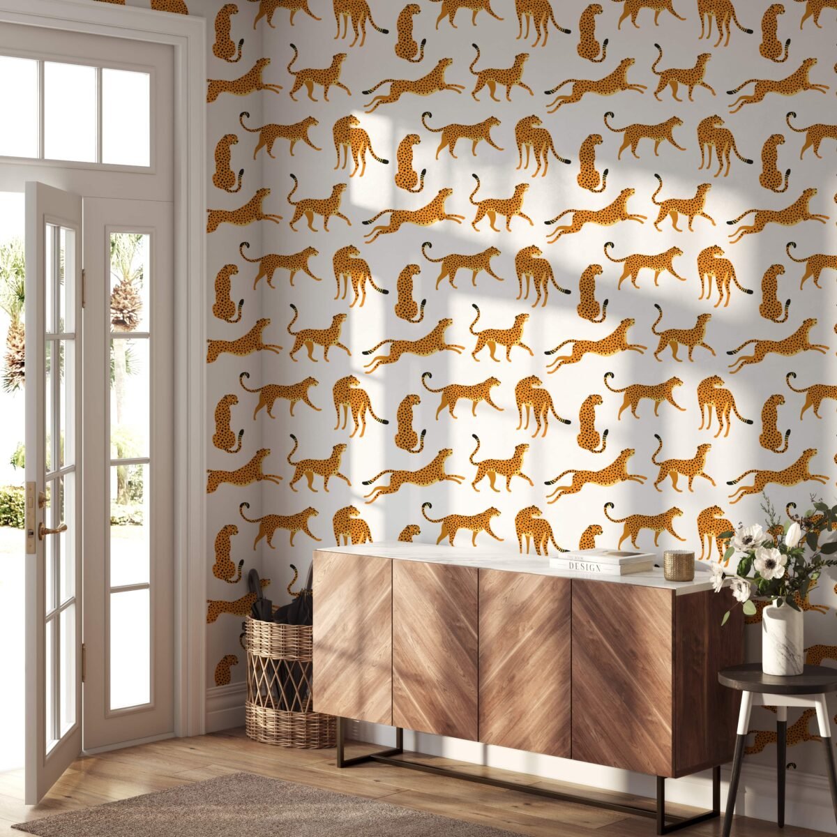 White Cheetah Animal Print Wallpaper - Peel and Stick Wallpaper - Image 4