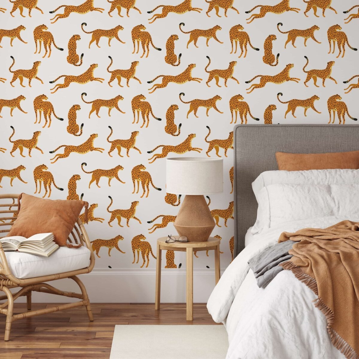White Cheetah Animal Print Wallpaper - Peel and Stick Wallpaper - Image 2