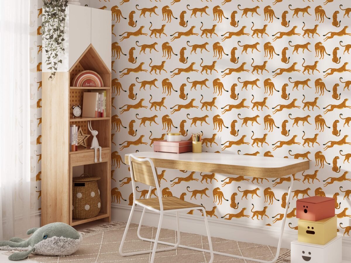 White Cheetah Animal Print Wallpaper - Peel and Stick Wallpaper - Image 5