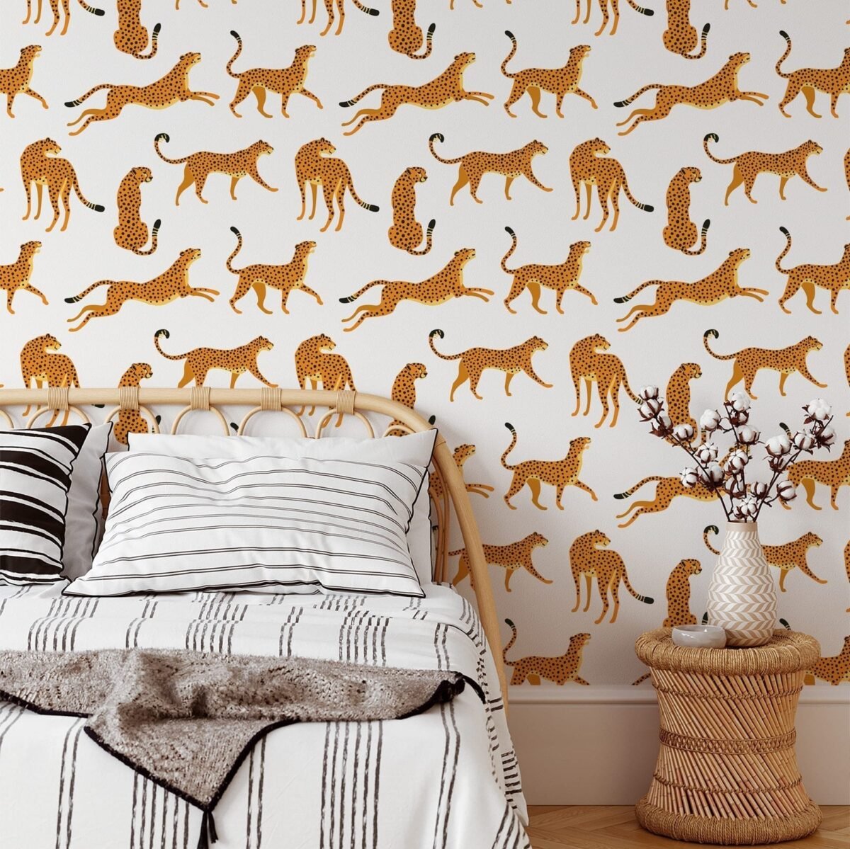 White Cheetah Animal Print Wallpaper - Peel and Stick Wallpaper - Image 1