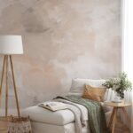 White and Orange Acrylic Texture Wallpaper - Modern Abstract Organic Design - Image 2