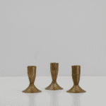 Set of 3 Artisan 3.5" Iron Candleholders in Timeless Antique Brass Finish for Elegant Home Decor