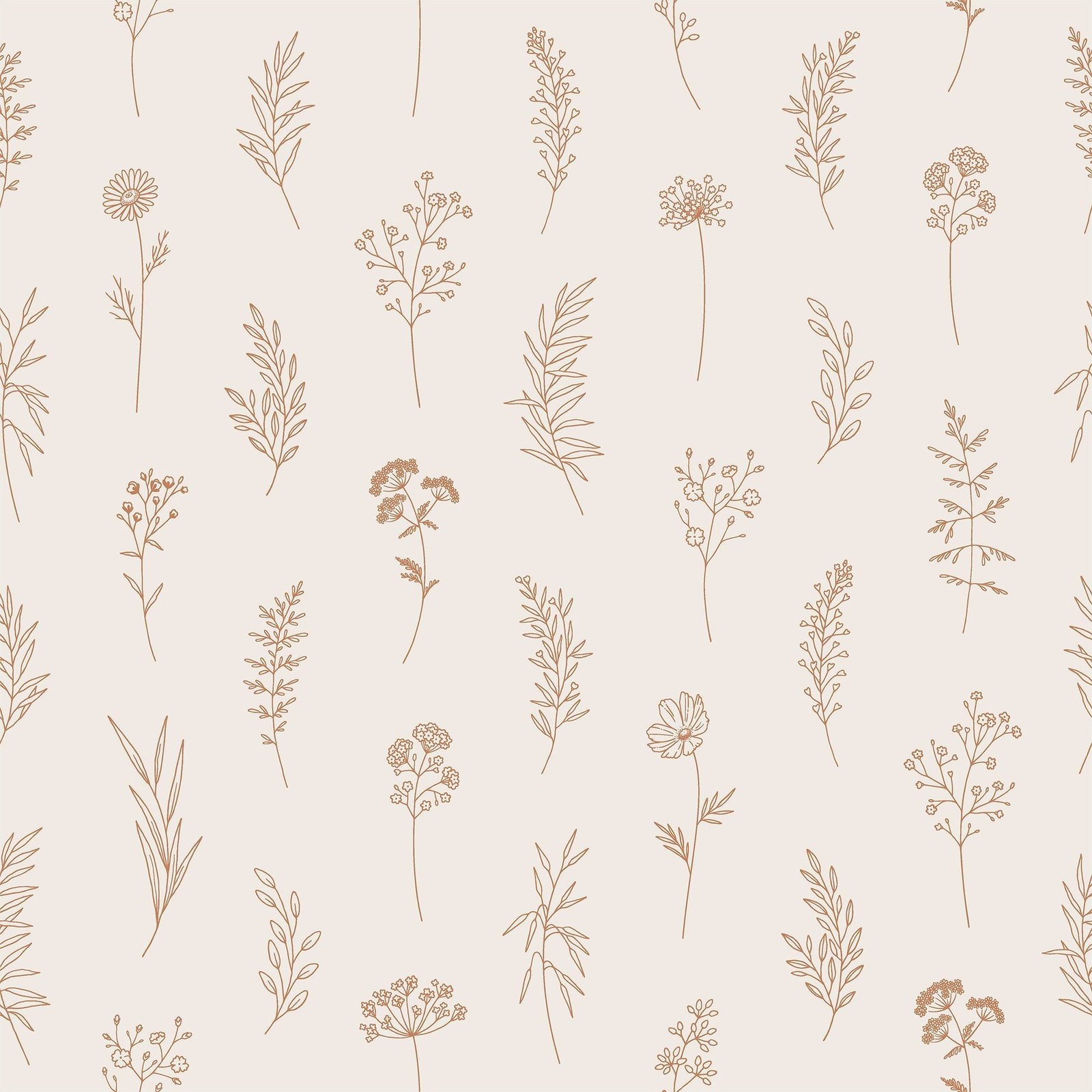 Modern Botanical Wallpaper Peel and Stick - Thin Line Wildflowers - Image 2