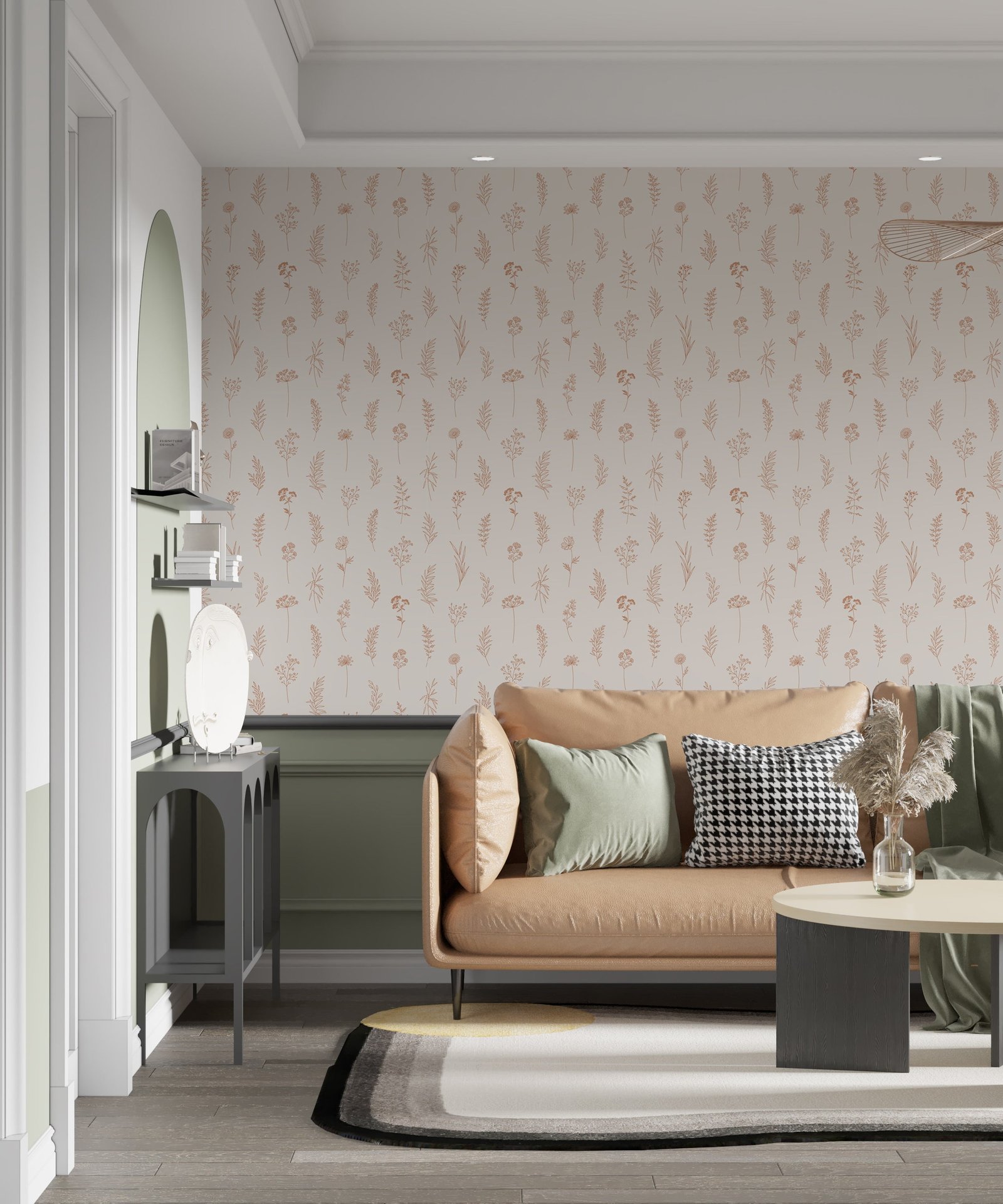 Modern Botanical Wallpaper Peel and Stick - Thin Line Wildflowers - Image 6