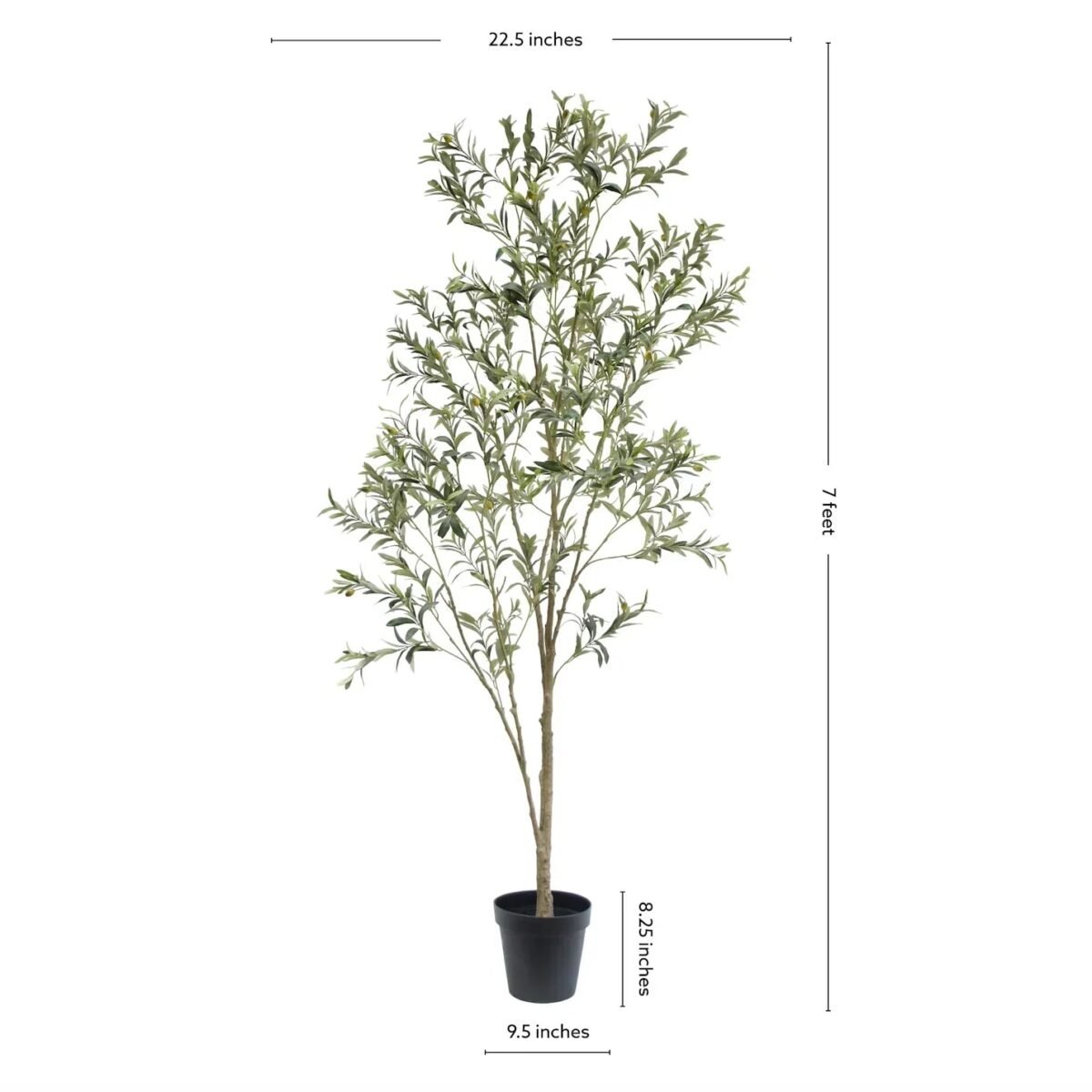 7' Designer Faux Wispy Olive Tree - Lifelike, Maintenance-Free Indoor Greenery for Home Decor - Image 8