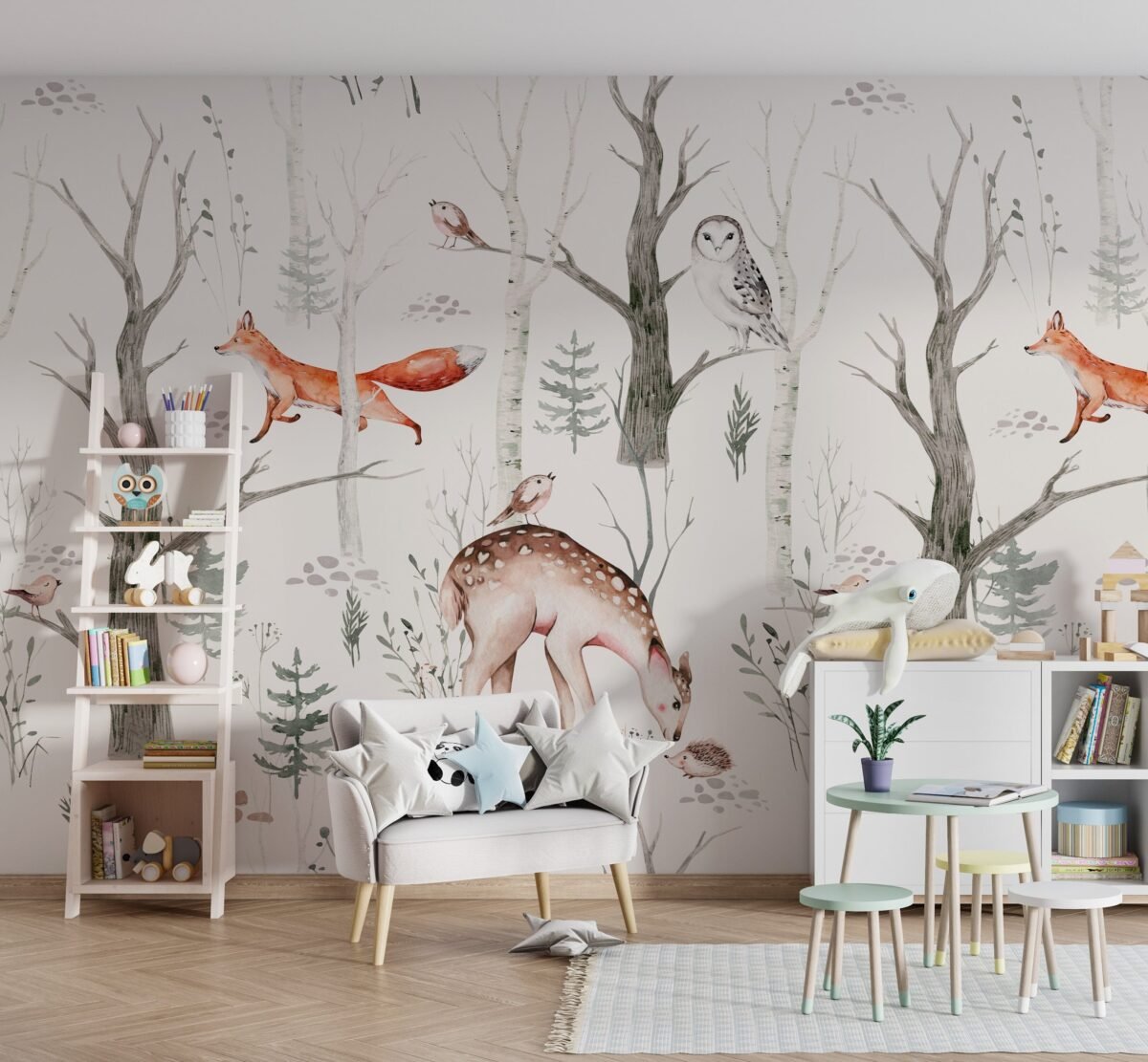 Woodland Forest Animals Wallpaper - Peel and Stick Wall Mural - Image 5