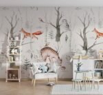 Woodland Forest Animals Wallpaper - Peel and Stick Wall Mural - Image 5