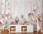 Woodland Creatures Watercolor Wallpaper - Peel and Stick Forest Animal Mural - Image 5