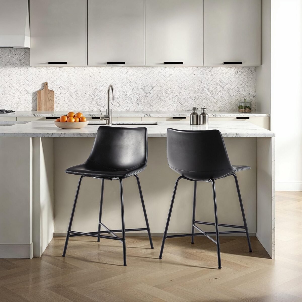 Xuma Urban Industrial Faux Leather Seating Collection (Dining Chair or Counter Stool), Set of 2 - Image 25