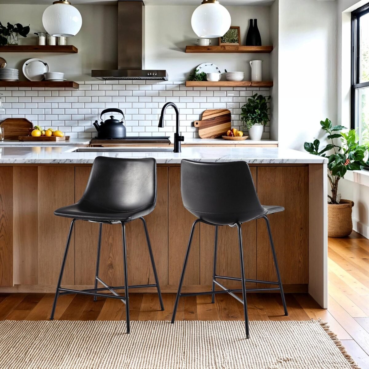 Xuma Urban Industrial Faux Leather Seating Collection (Dining Chair or Counter Stool), Set of 2 - Image 24