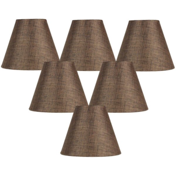 6"W x 5"H Set of 6 Chocolate Burlap Chandelier Lampshade