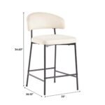 Alexis Modern Upholstered Curved Bar Stool, Set of 2 - Image 4