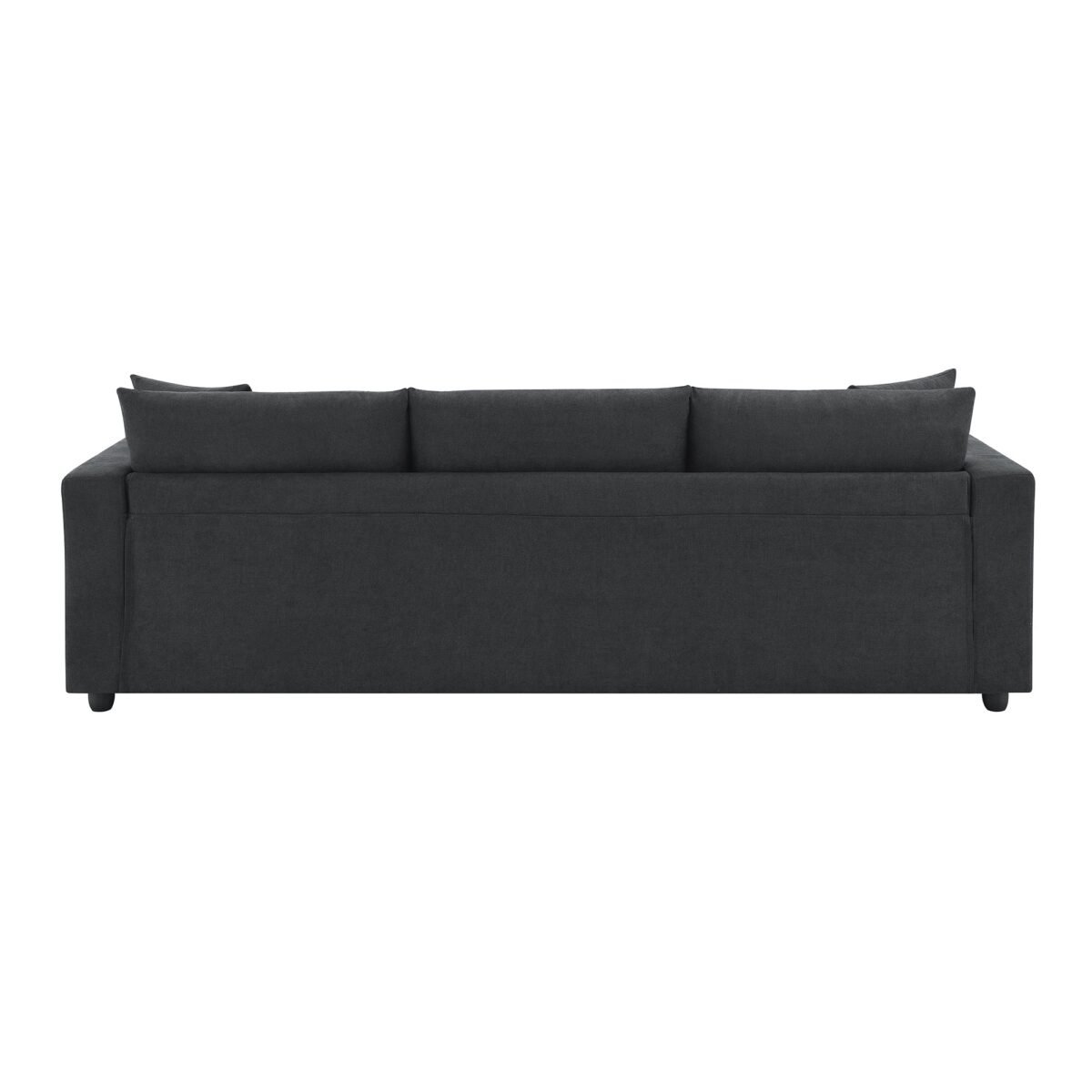 Walker Edison | Chenille Black Modern L-shape Sectional Sofa Ottoman - Image 13