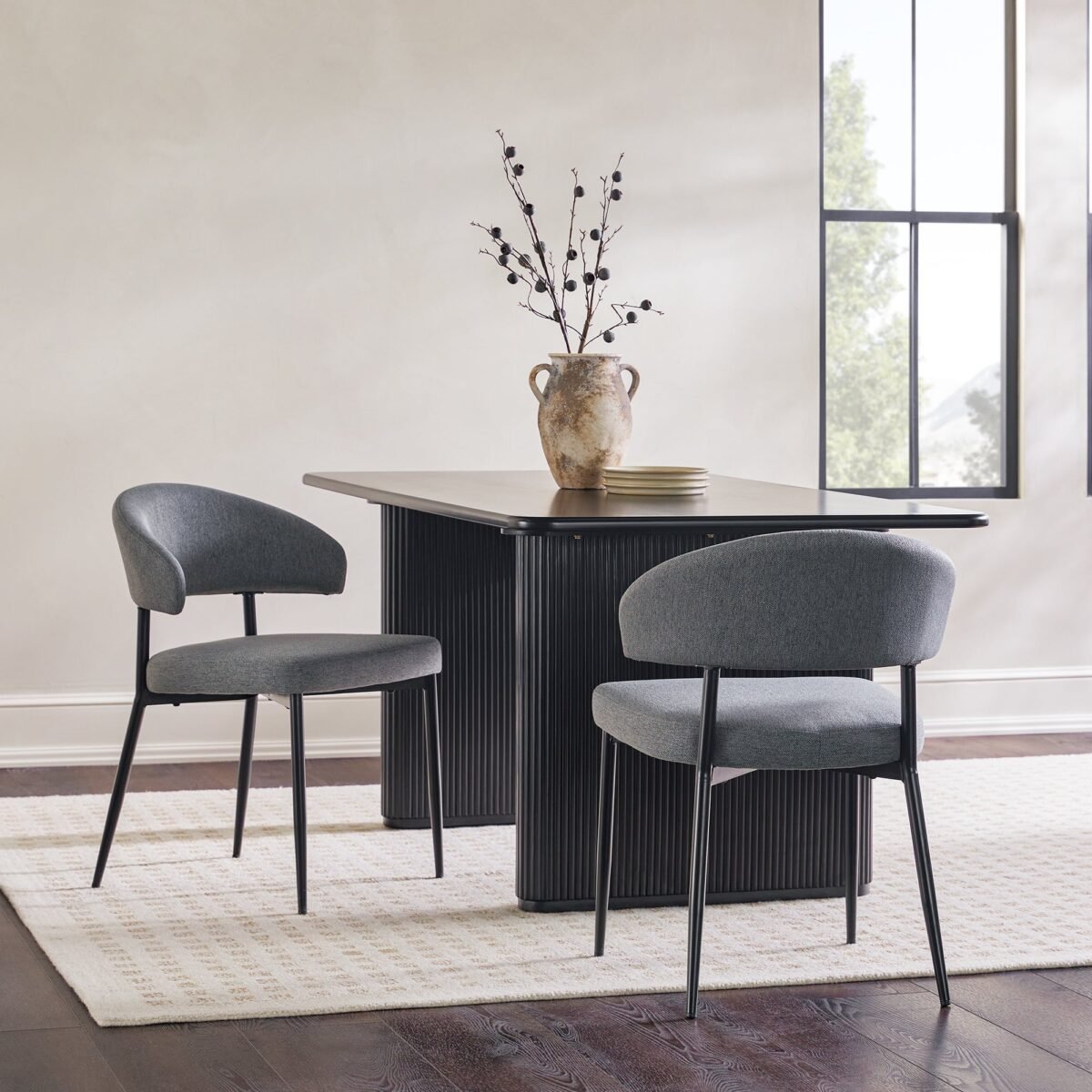 Alexis Modern Upholstered Curved Dining Chair, set of 2 - Image 4