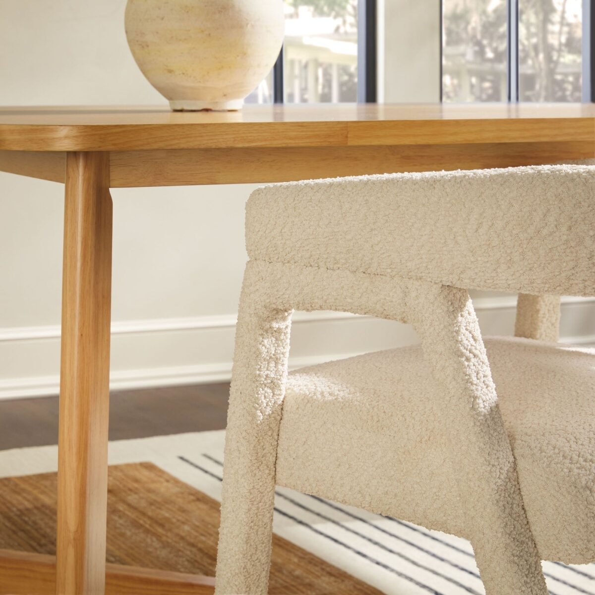 Ezra Modern Boucle Solid Wood Rounded Back Dining Chair (Set of 2) - Image 14