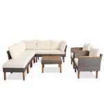 Walker Edison | Wicker 9-Piece Patio Modular Sofa Set - Image 5