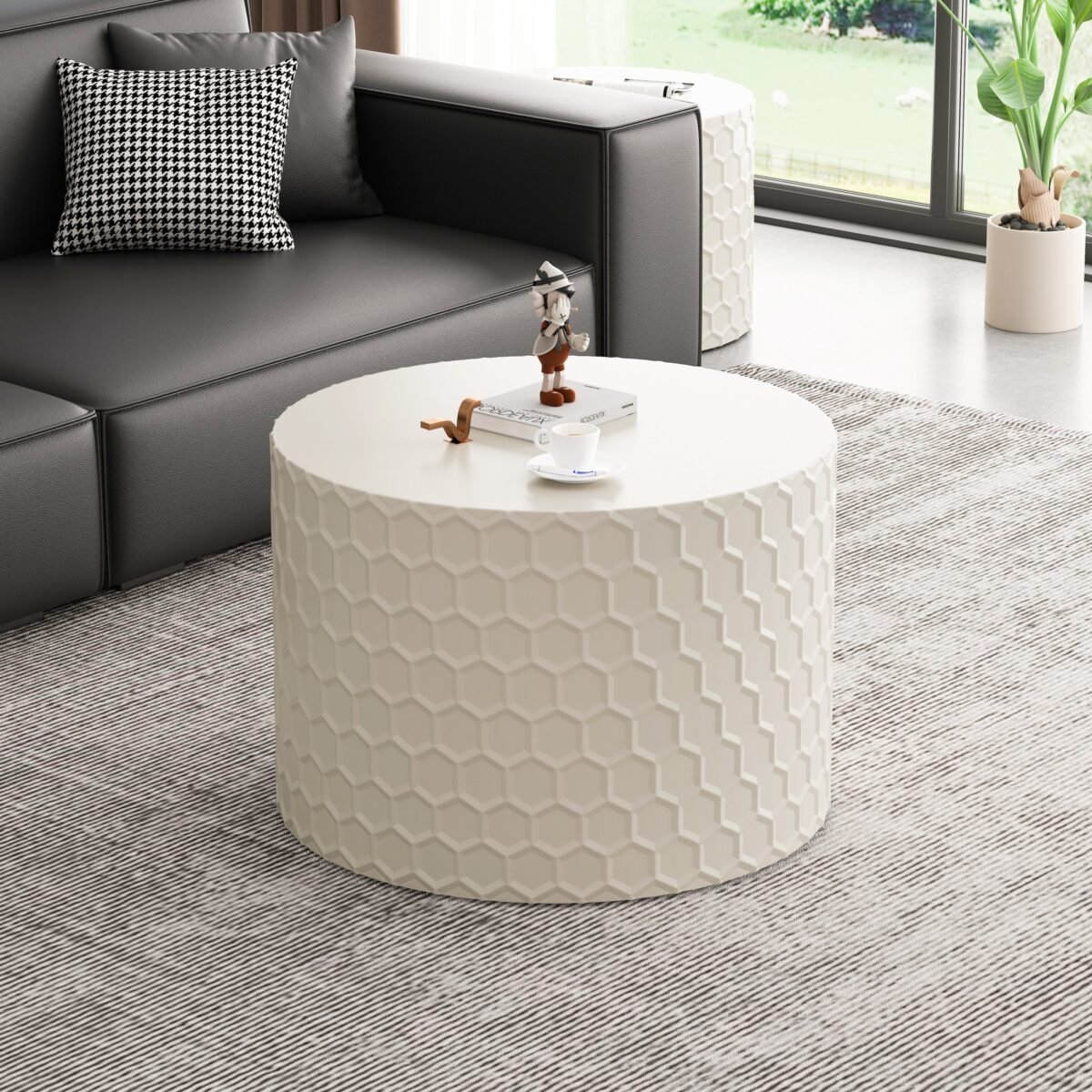 Walker Edison | Minimalist Honeycomb Nesting Coffee Table Set - Image 3