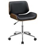 Walker Edison | Faux Leather with Wood Swivel Office Chair - Image 3