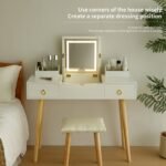 Walker Edison | Vanity Desk Set with LED Lighted Mirror - Image 4
