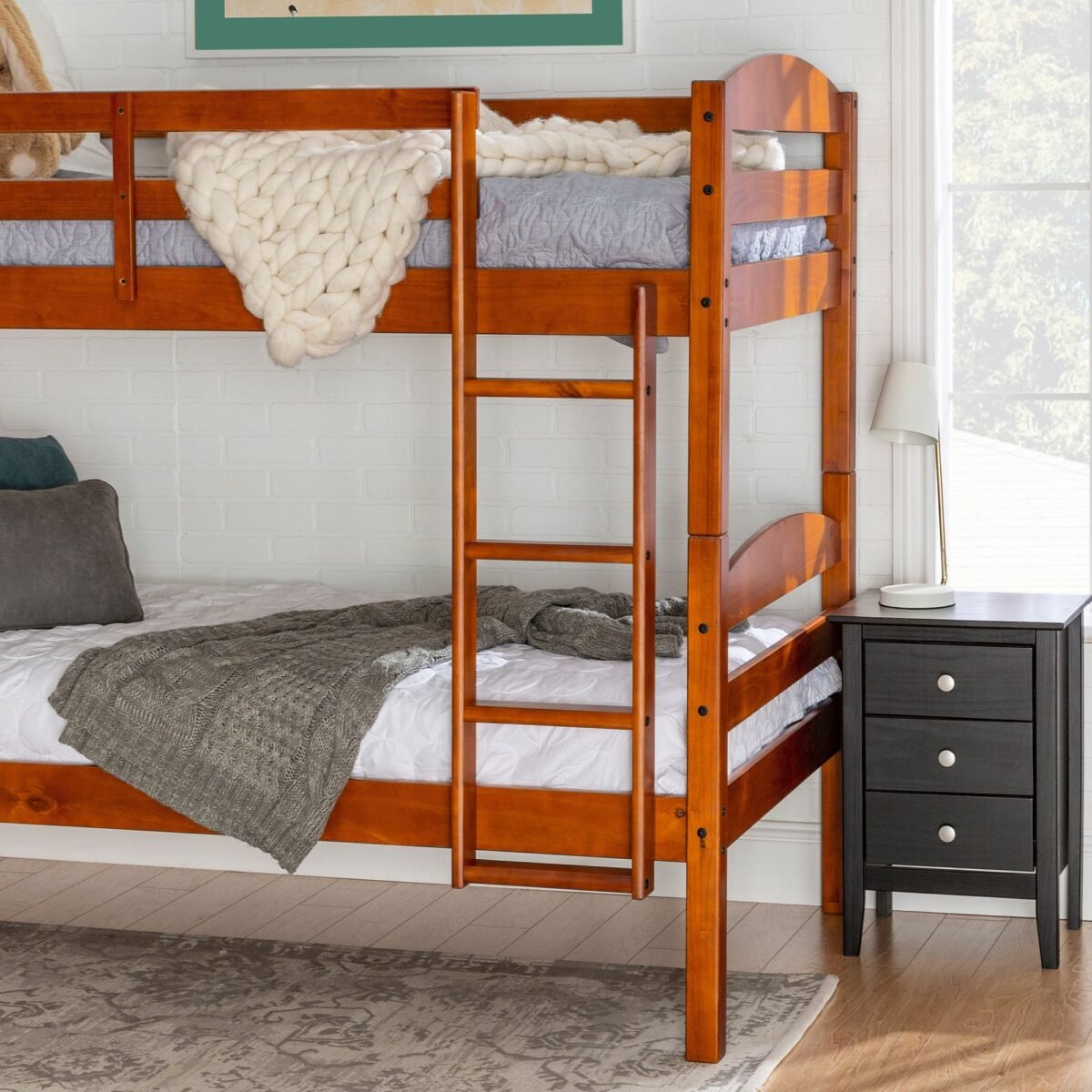 Carolina Transitional Solid Wood Twin-over-Twin Bunk Bed - Image 26