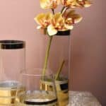 Stoupe Glass Vase with Golden Bands, Large