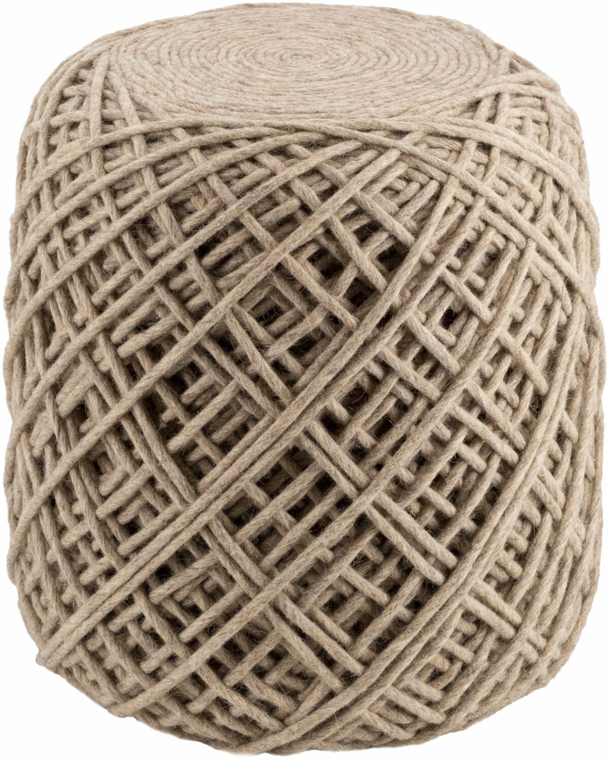 Bellingen Gray Handwoven Textured Pouf - Image 2