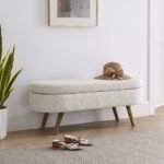 Walker Edison | Ottoman Oval Storage Bench - Image 2
