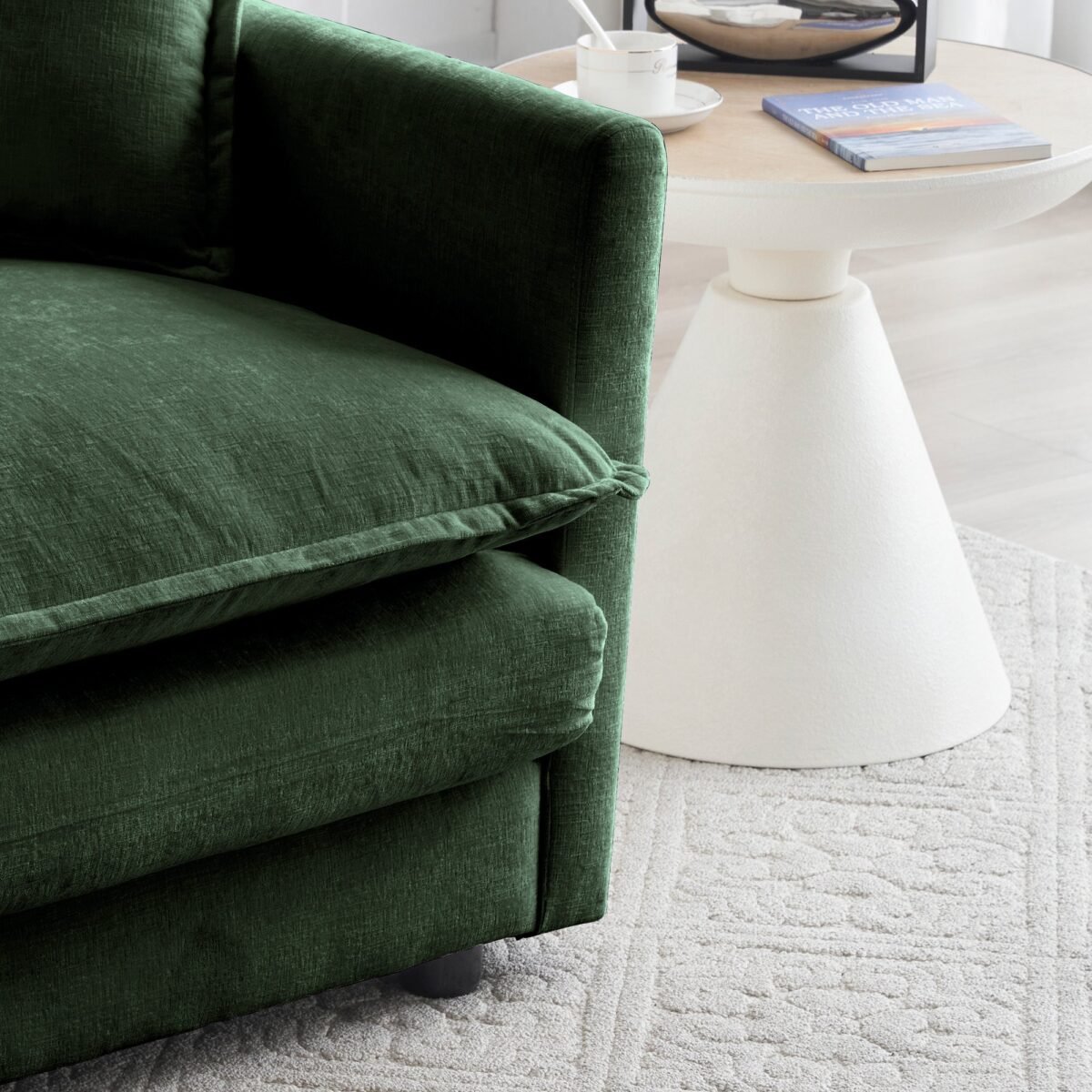 Walker Edison | Chenille Modular Cloud Couch with L-Shaped Sectional and Ottoman - Image 15