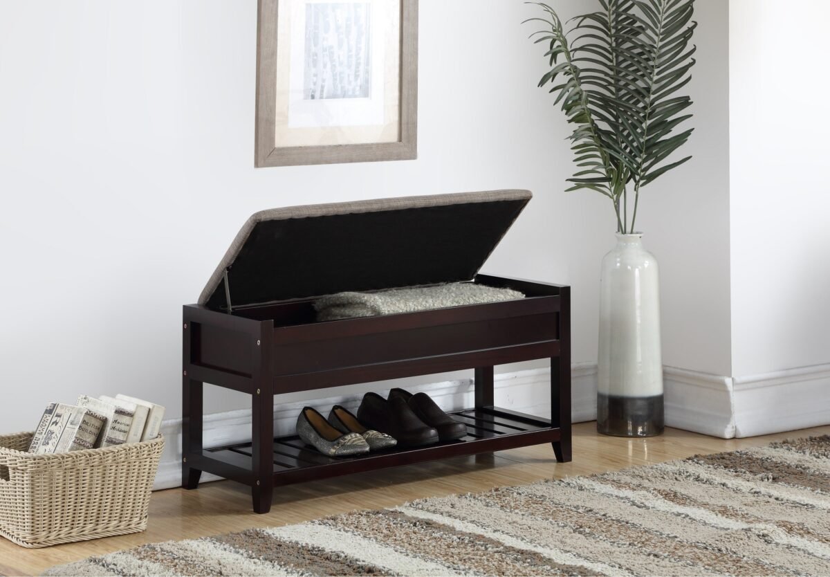 Walker Edison | Entryway Seating Bench with Shoe Storage - Image 2