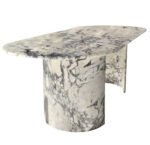 Calacatta Viola Marble Oval Dining Table with C Shape Marble Legs Polished - Image 2
