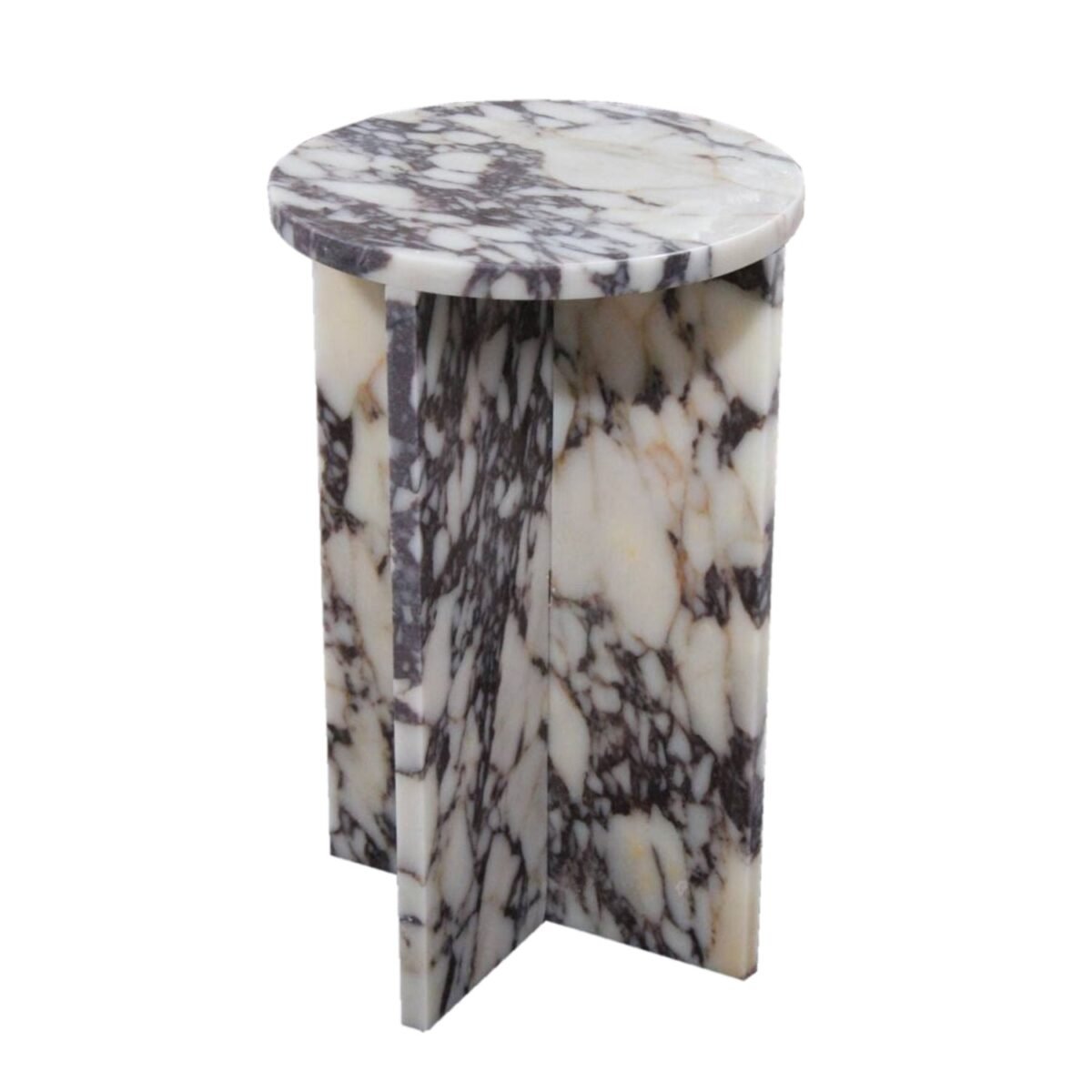 Calacatta Viola Marble End/Side Table, Nightstand Polished (D)14" (H)22" - Image 1