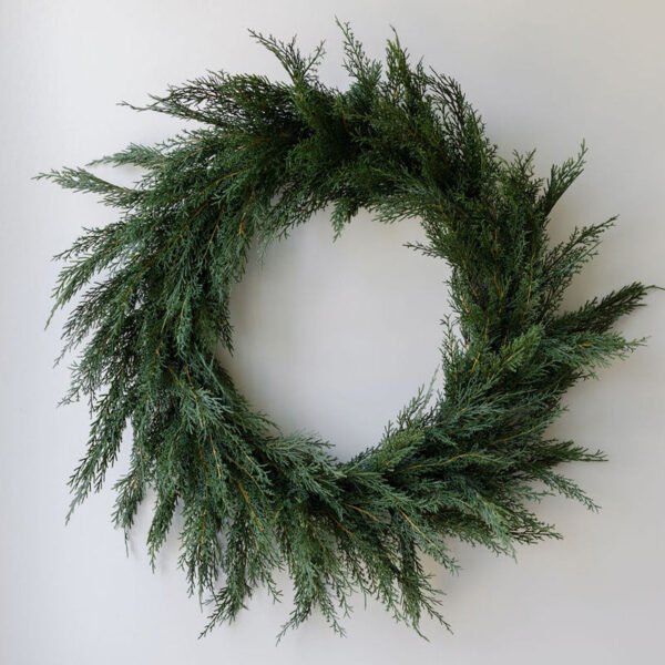30" Lifelike Faux Cedar Wreath – Timeless Holiday Home Decor, Realistic Greenery